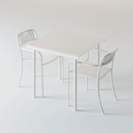 table 2 chaises metal blanc modélisation 3D realiste photo