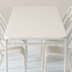 modélisation et dépliage UV table metal blanc 6 chaises photo 3D