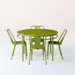 table metal vert 3D réaliste photo packshot produit fond blanc
